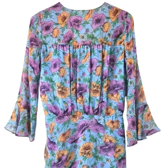 NWT Veronica Beard Sean Floral Printed Ruched Silk Dress Size 8 - Picture 8 of 11